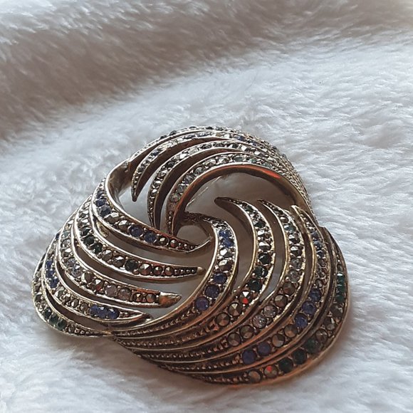 Les Bernard Rhinestone & Marcasite Brooch - Picture 2 of 7